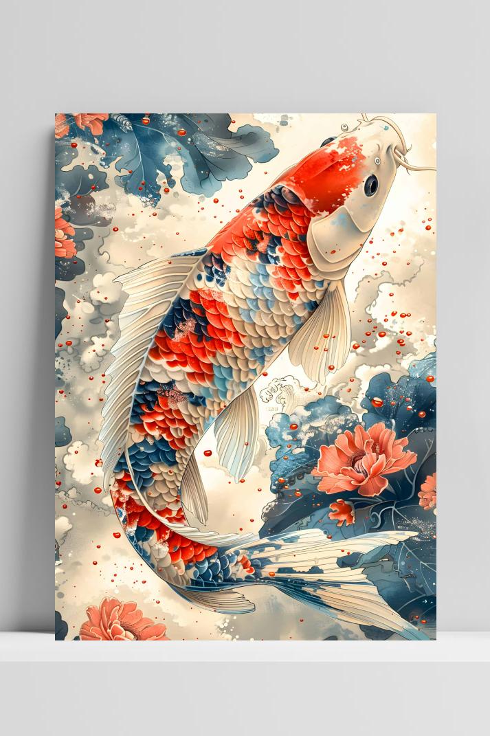 Koi Bloemen op 3mm aluminium dibond