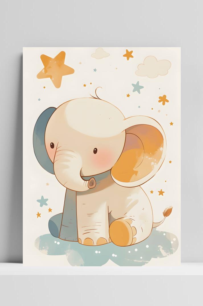 Schattige Olifant op 3mm aluminium dibond