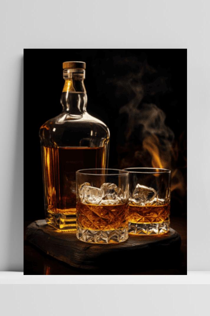 Whisky Karaf Glazen op 3mm aluminium dibond