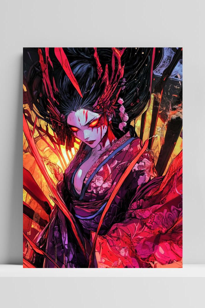 Geisha Witch op 3mm aluminium dibond