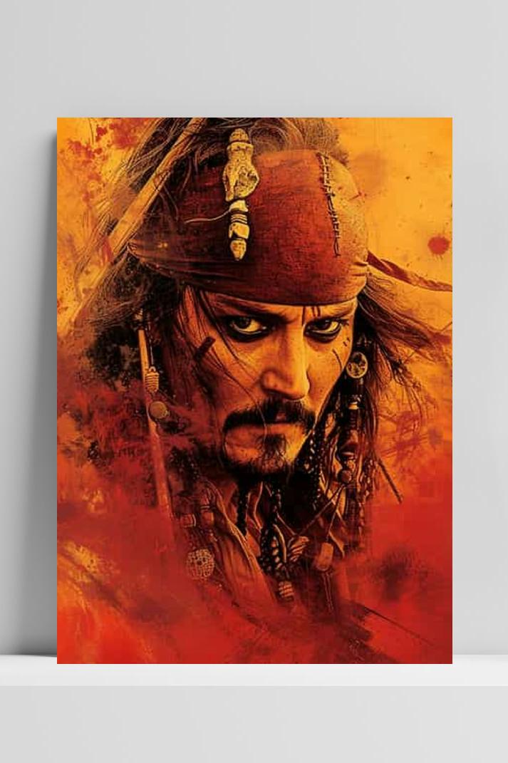 Captain Jack Sparrow op 3mm aluminium dibond