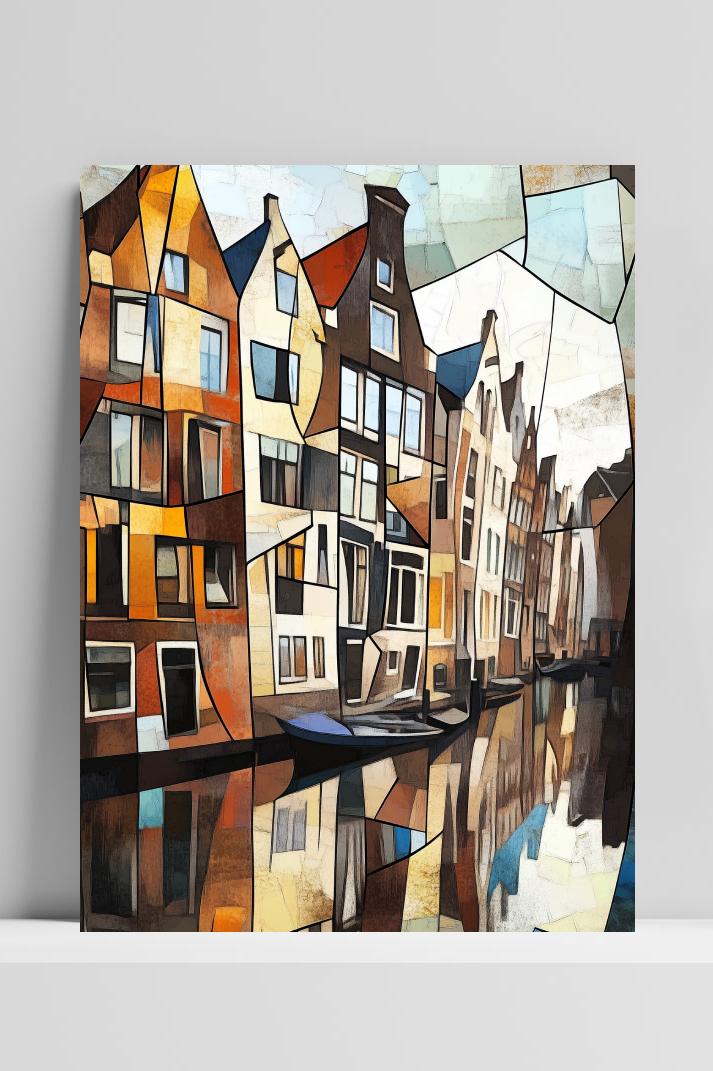 Amsterdam Canal Mosaic op 3mm aluminium dibond