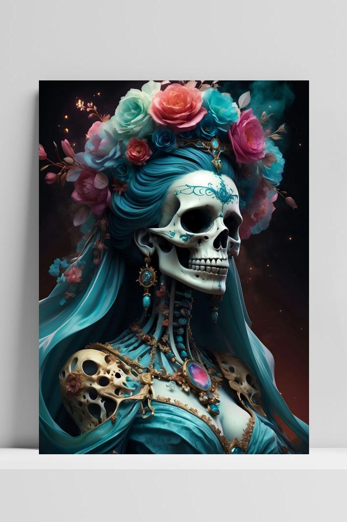 Santa Muerte op 3mm aluminium dibond
