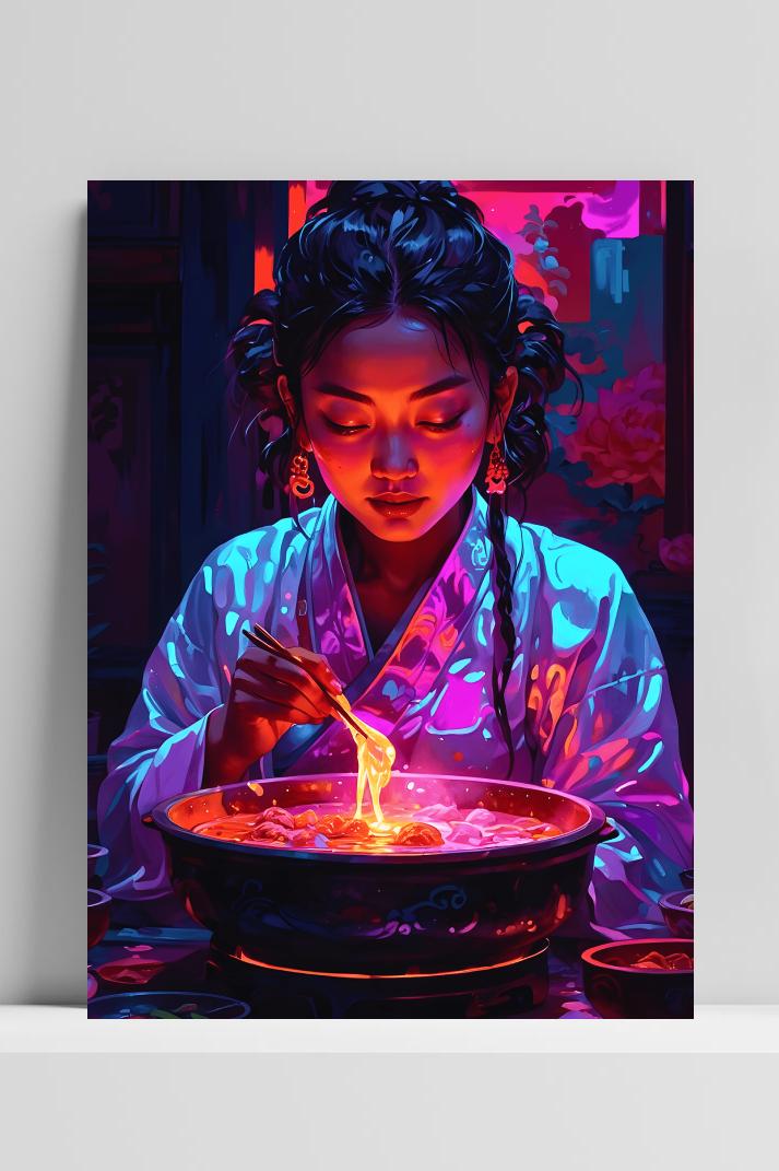 Neon Noedels op 3mm aluminium dibond