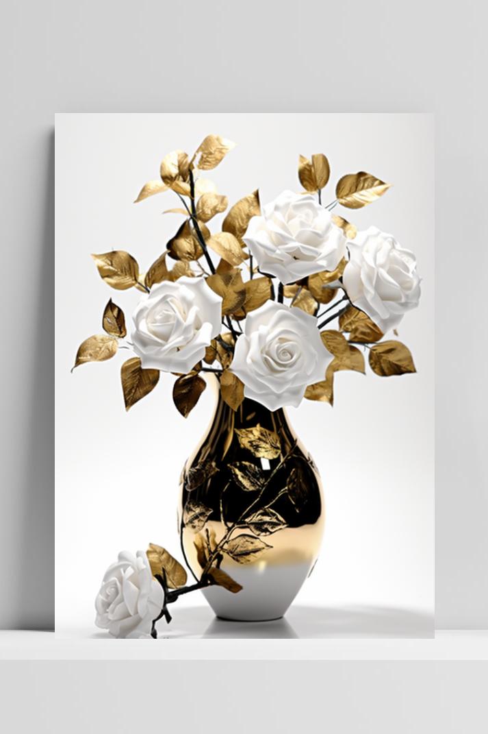 Witte Rozen Goud op 3mm aluminium dibond