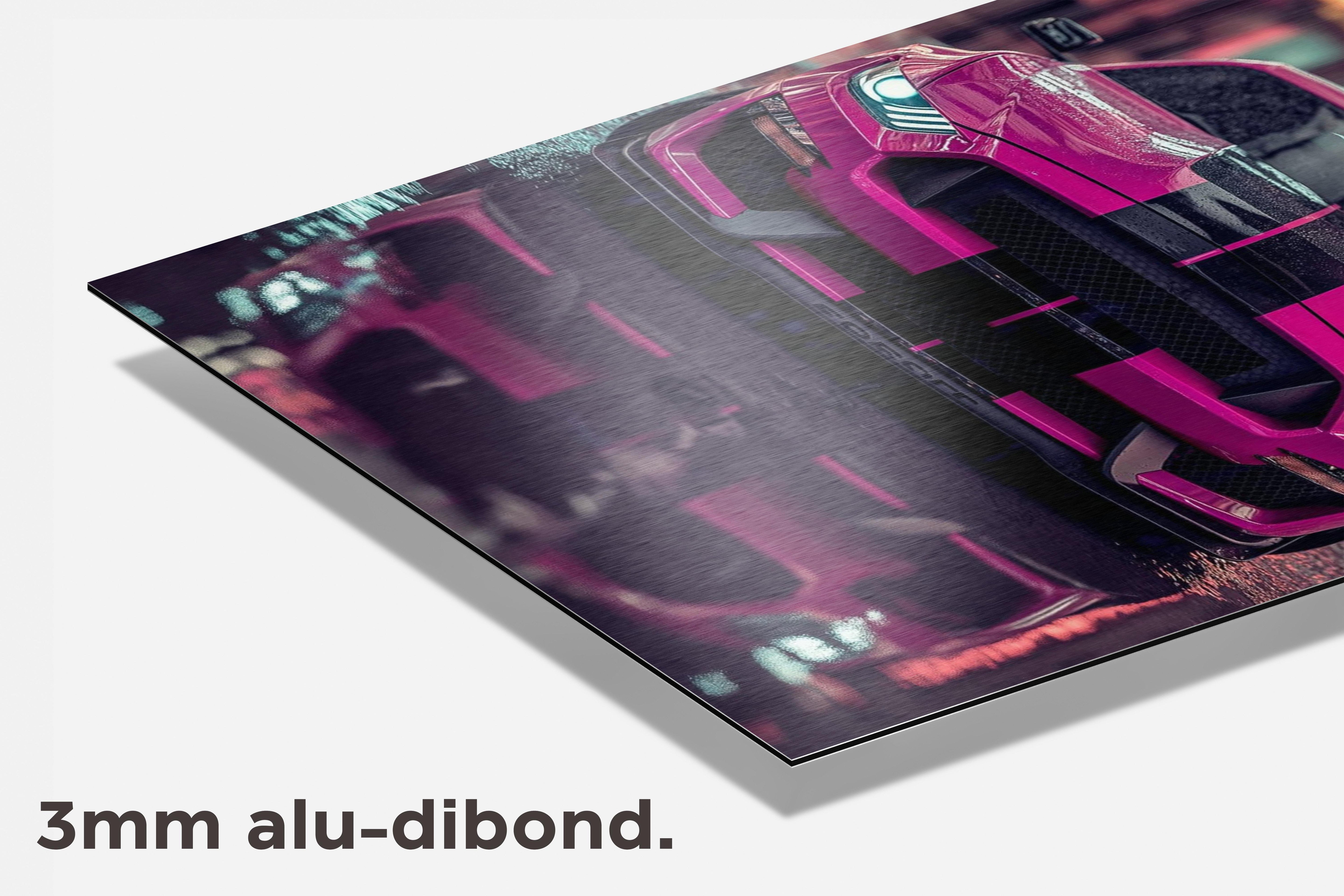 Roze Mustang dibond detail