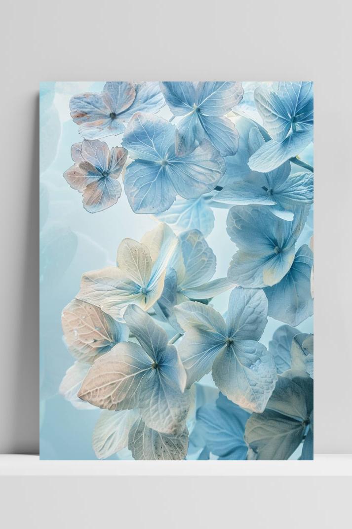 Blauwe Bloemen op 3mm aluminium dibond