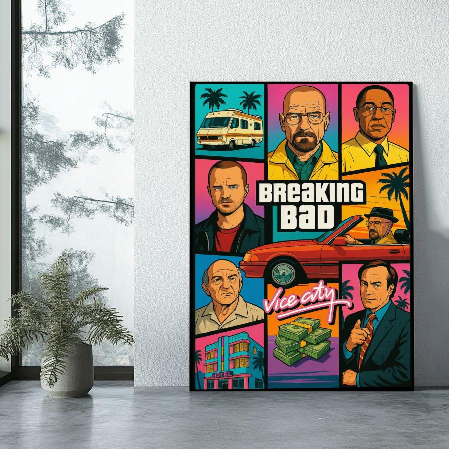 Breaking Bad Cartoon Collage poster sfeerbeeld 1