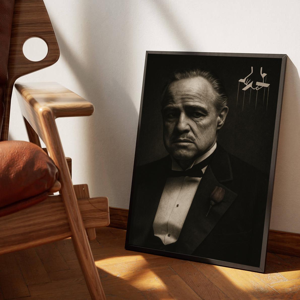 Vito Corleone The Godfather B&W poster sfeerbeeld 3