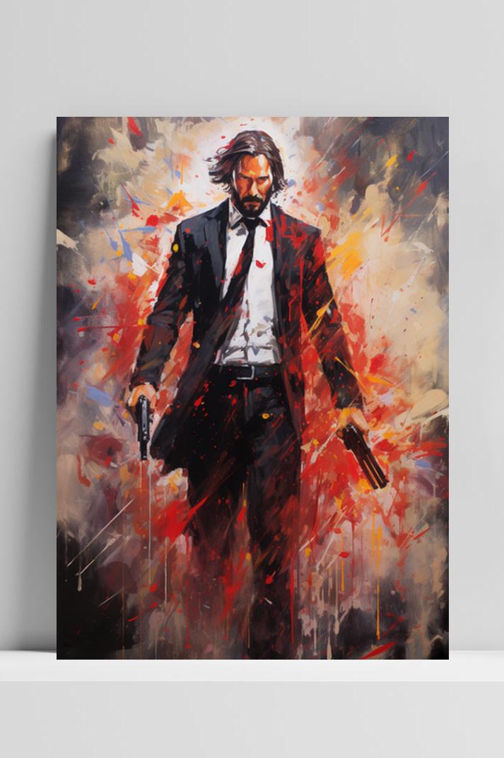 John Wick Abstract op 3mm aluminium dibond