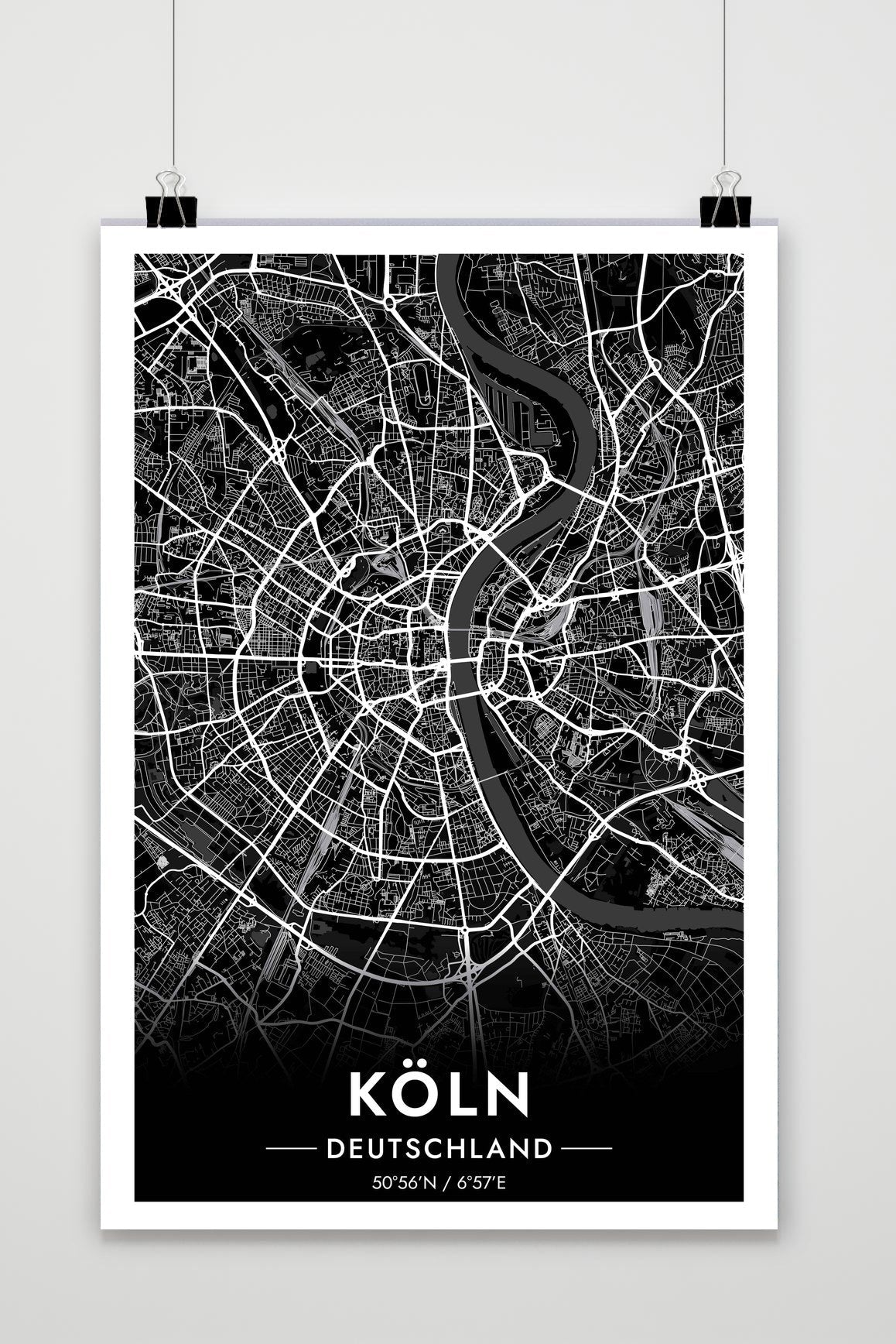 Keulen Kaart Duitsland — zwart