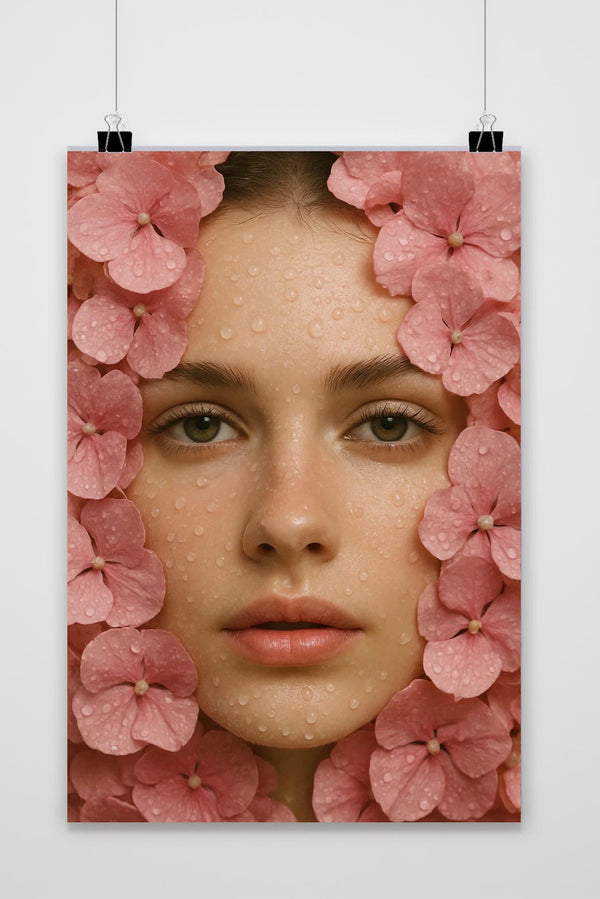 Lady Flowers Portrait Poster