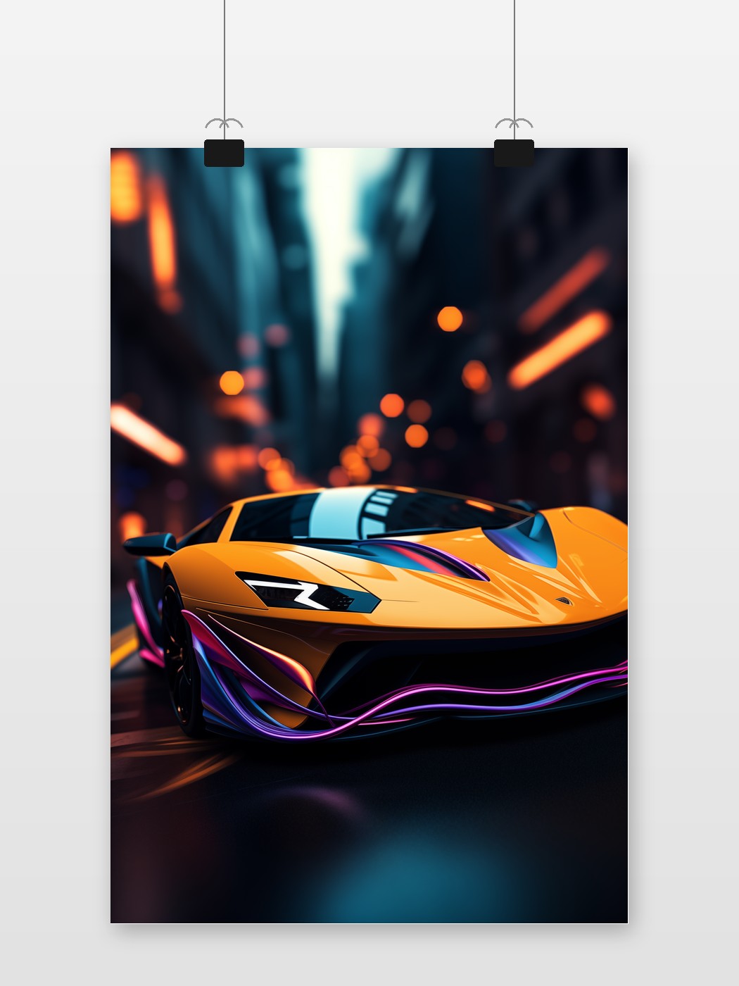Lambo Geel Neon poster van 25 Artstreet