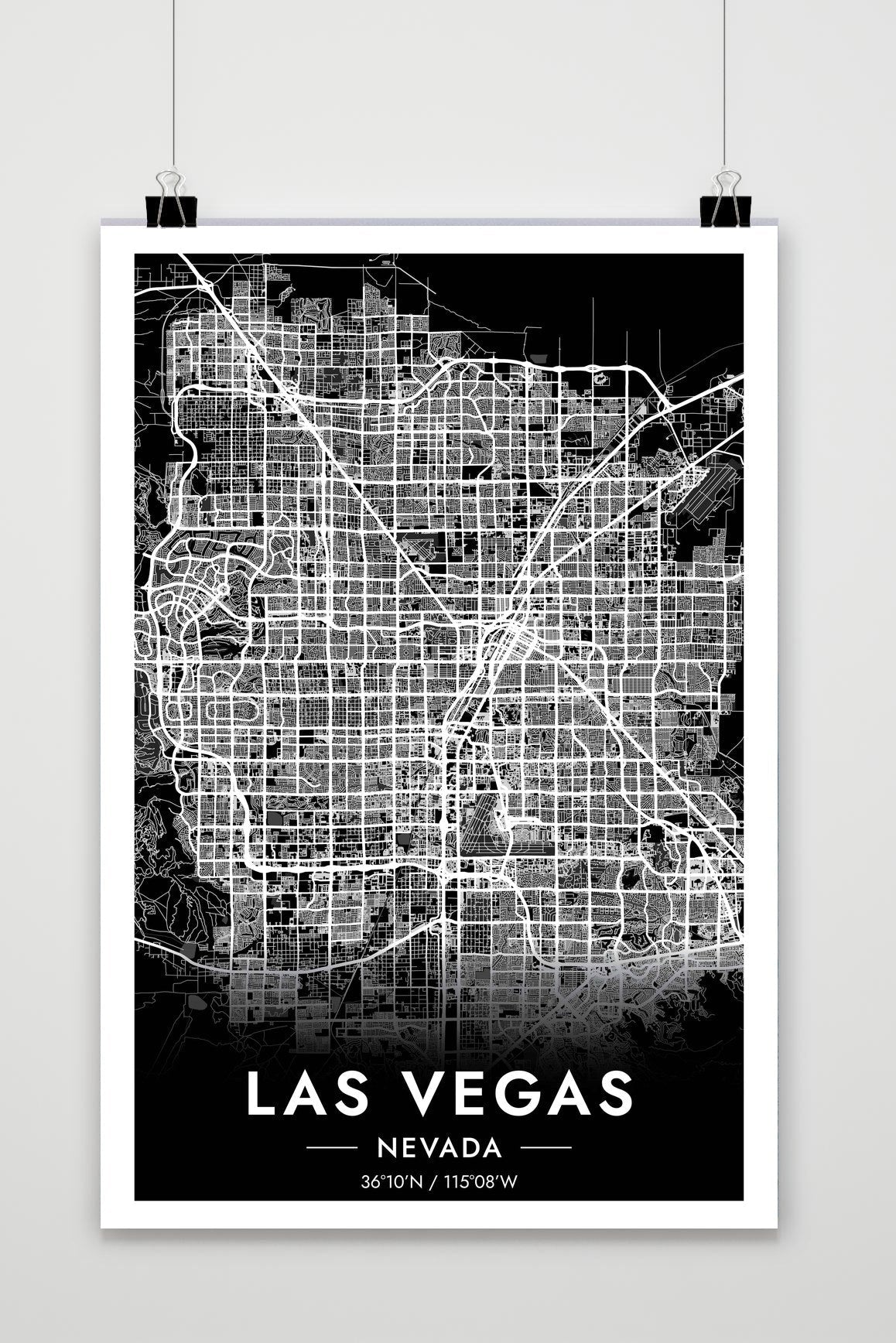 Las Vegas Kaart Nevada — zwart