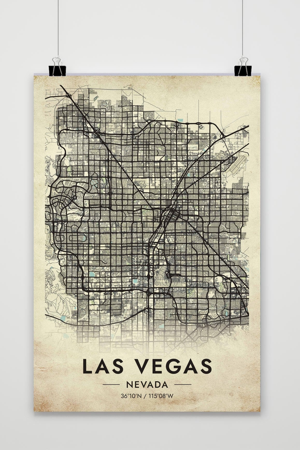 Las Vegas Kaart Nevada — vintage