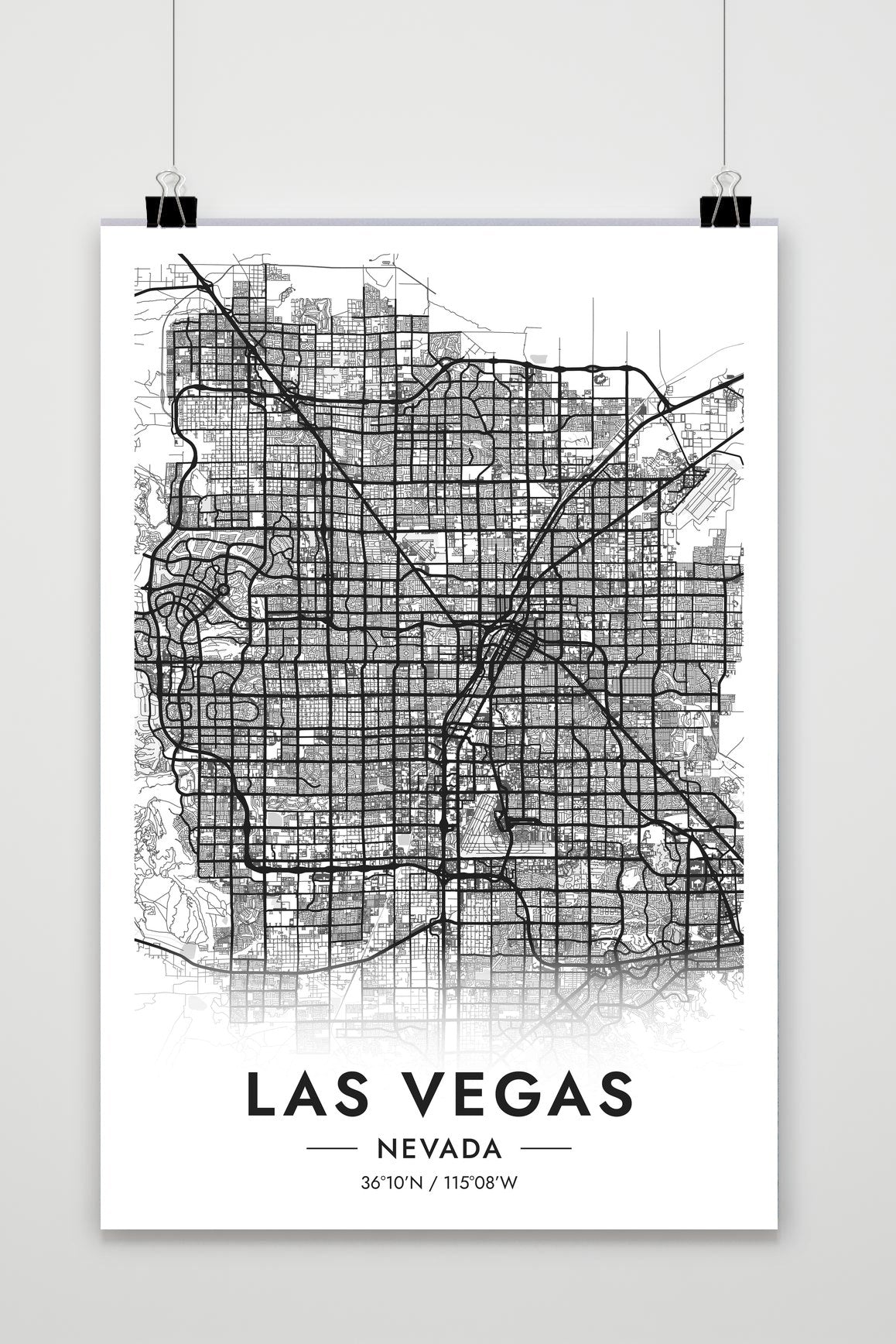 Las Vegas Kaart Nevada — wit