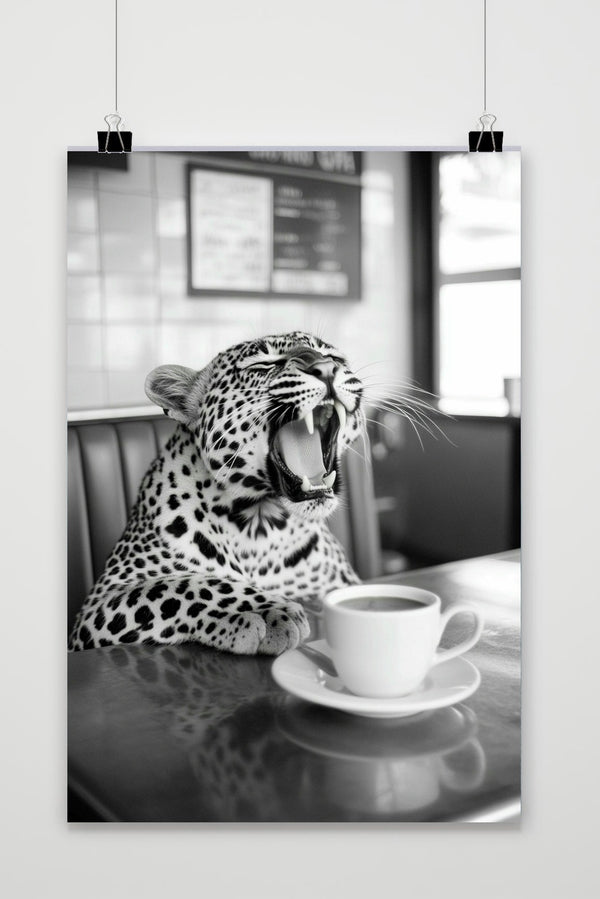 Affiche Leopard Coffee Zwart-Wit