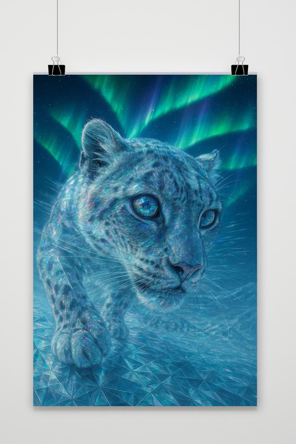 Leopard Northern Lights poster van 25 Artstreet