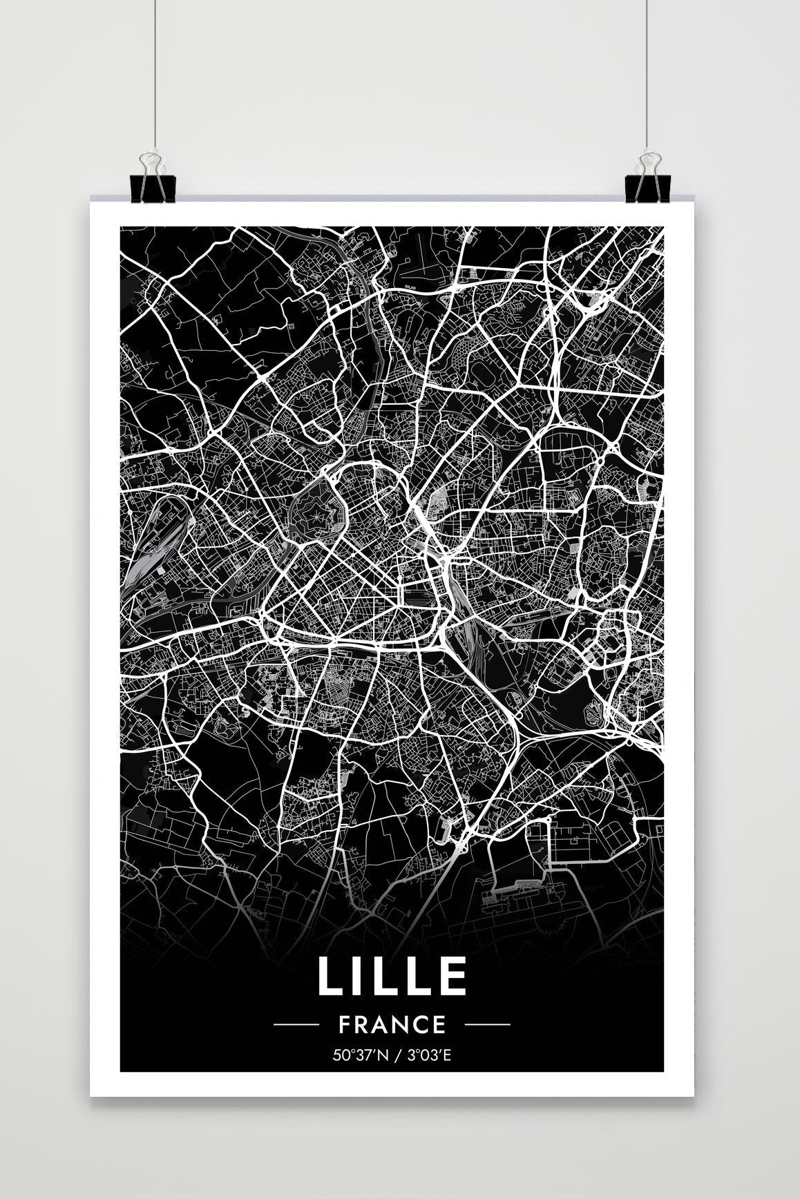 Lille Kaart Frankrijk — zwart