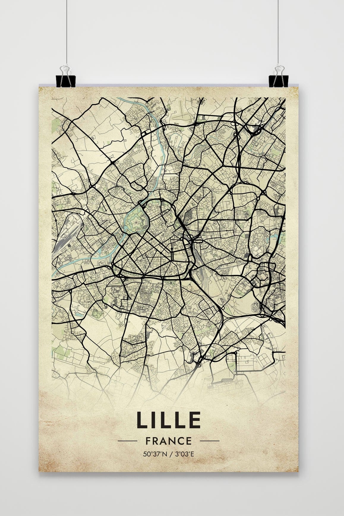 Lille Kaart Frankrijk — vintage