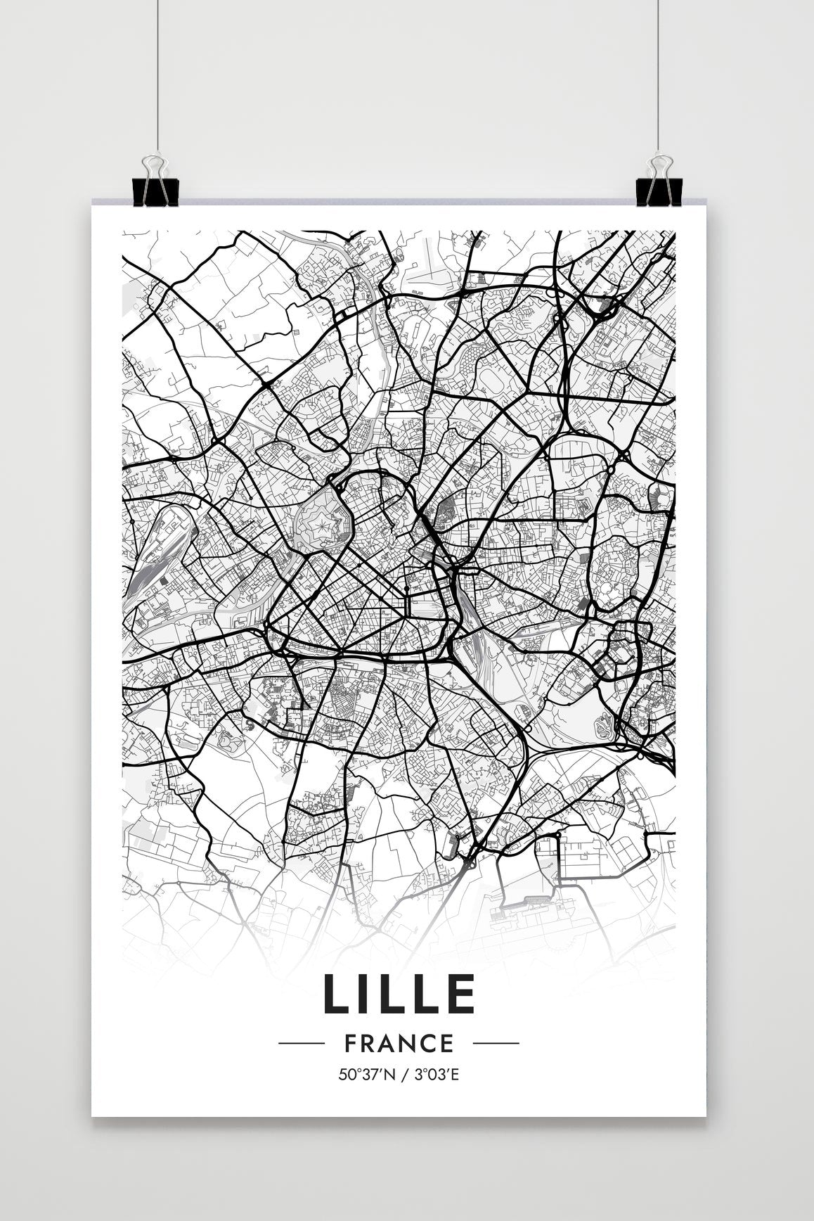 Lille Kaart Frankrijk — wit