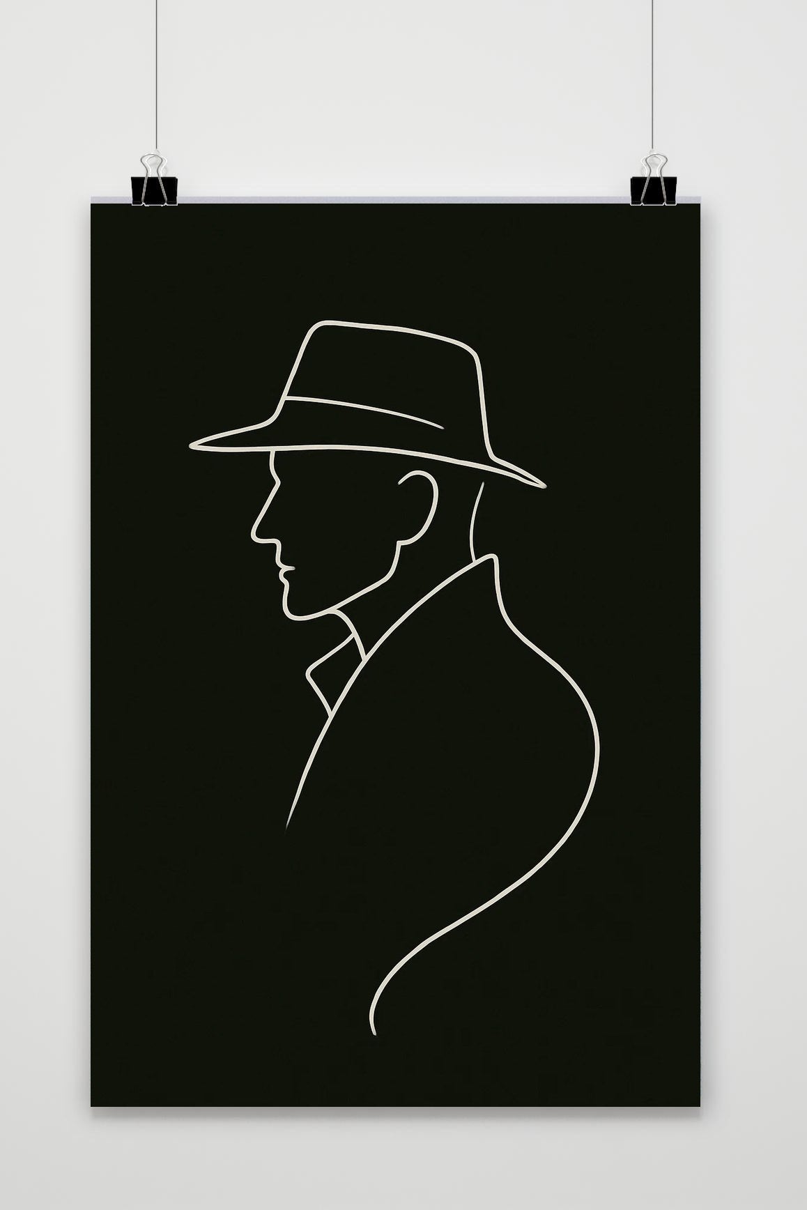 Affiche Line Art Man Zwart-Wit de 25 Artstreet
