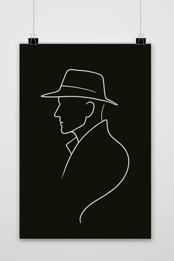 Line Art Man Black &amp; White poster