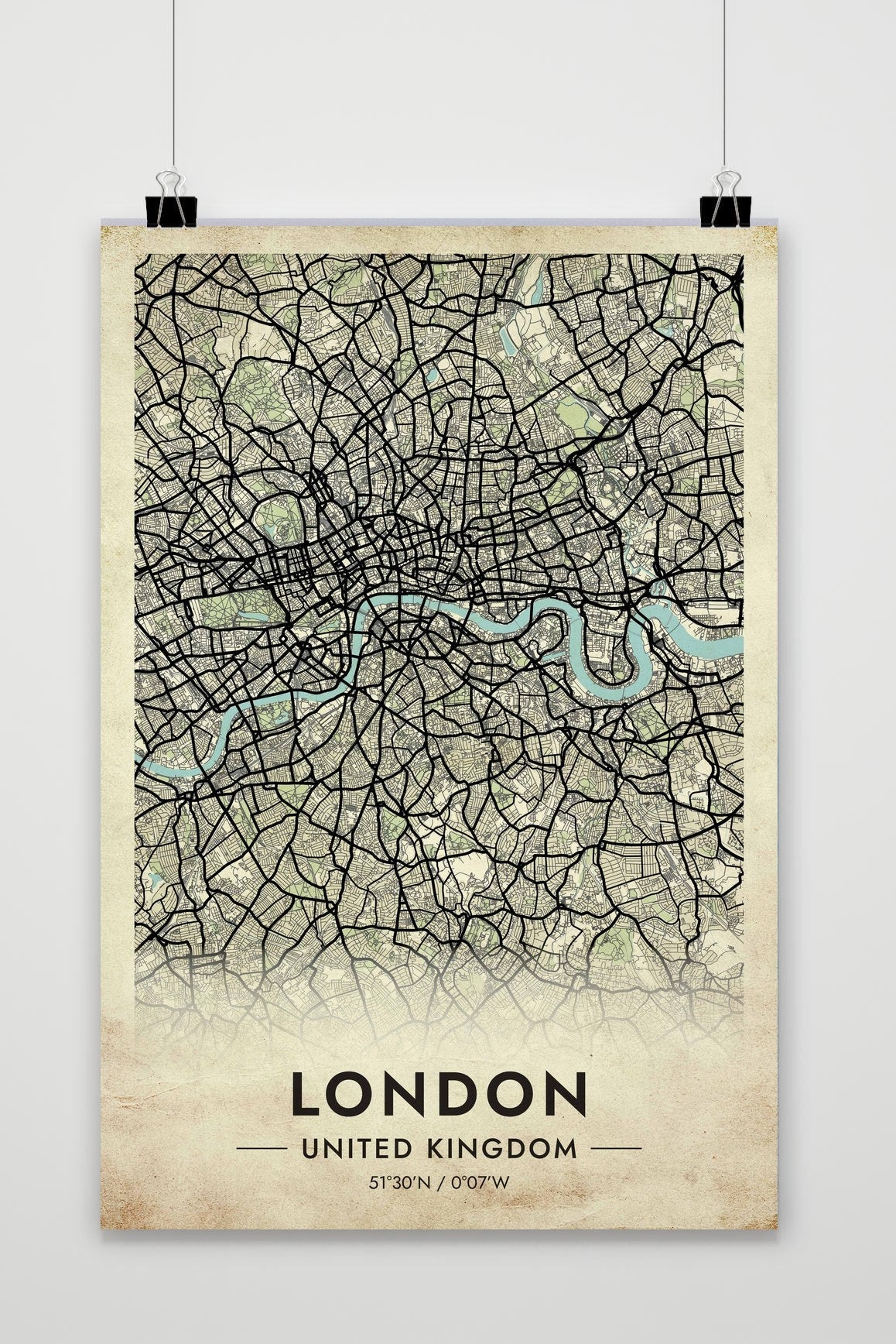 Londen Kaart Verenigd Koninkrijk — vintage
