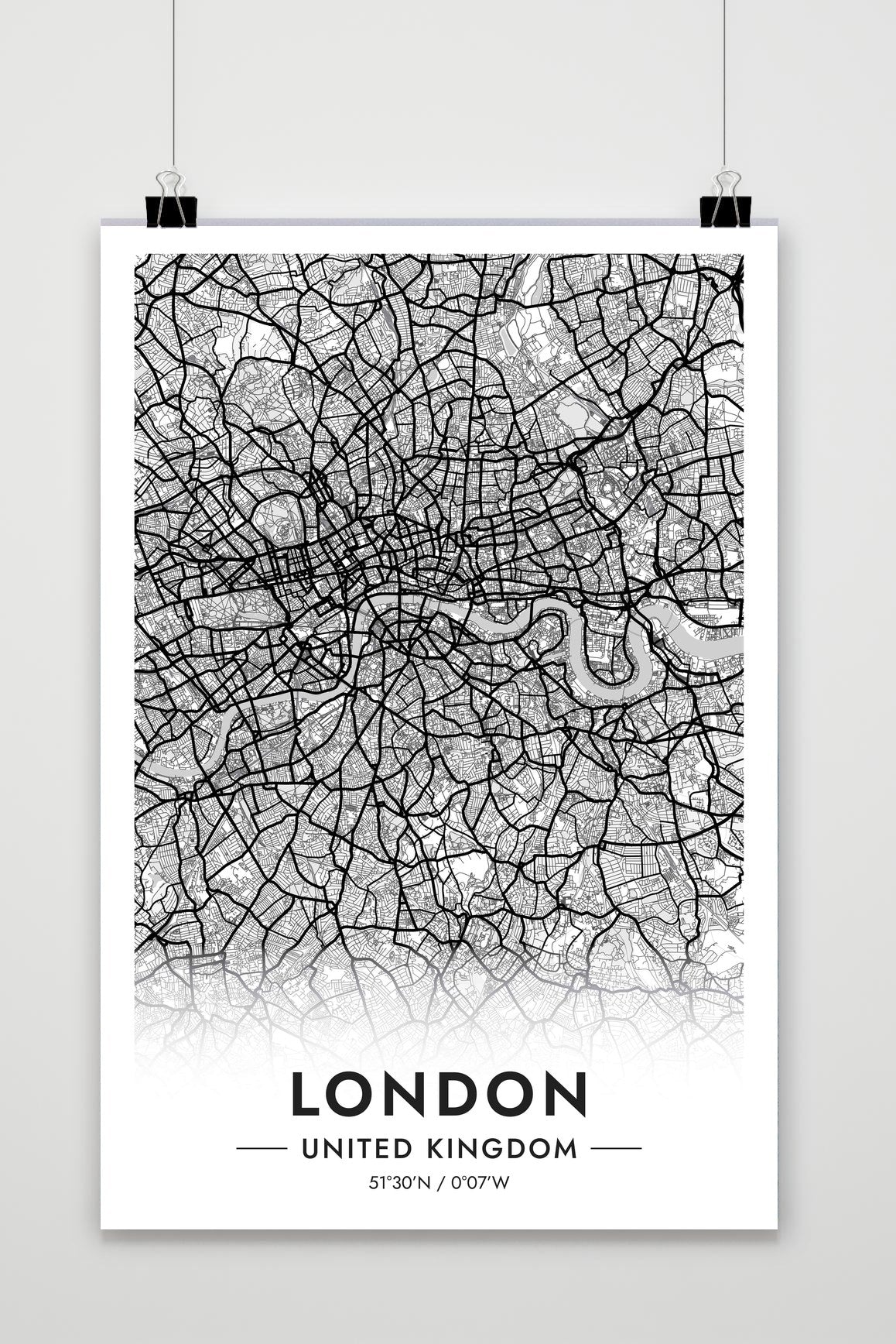 Londen Kaart Verenigd Koninkrijk — wit