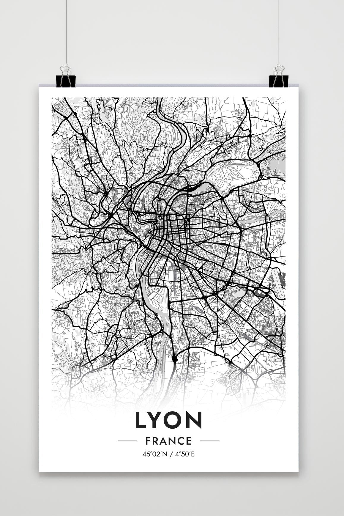 Lyon Kaart Frankrijk — wit