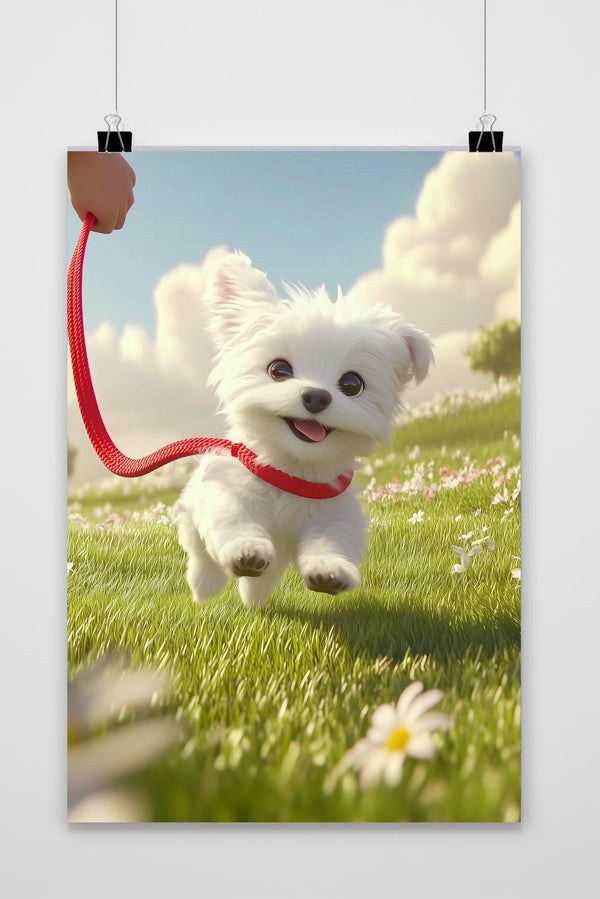 Póster Maltese Puppy Cartoon