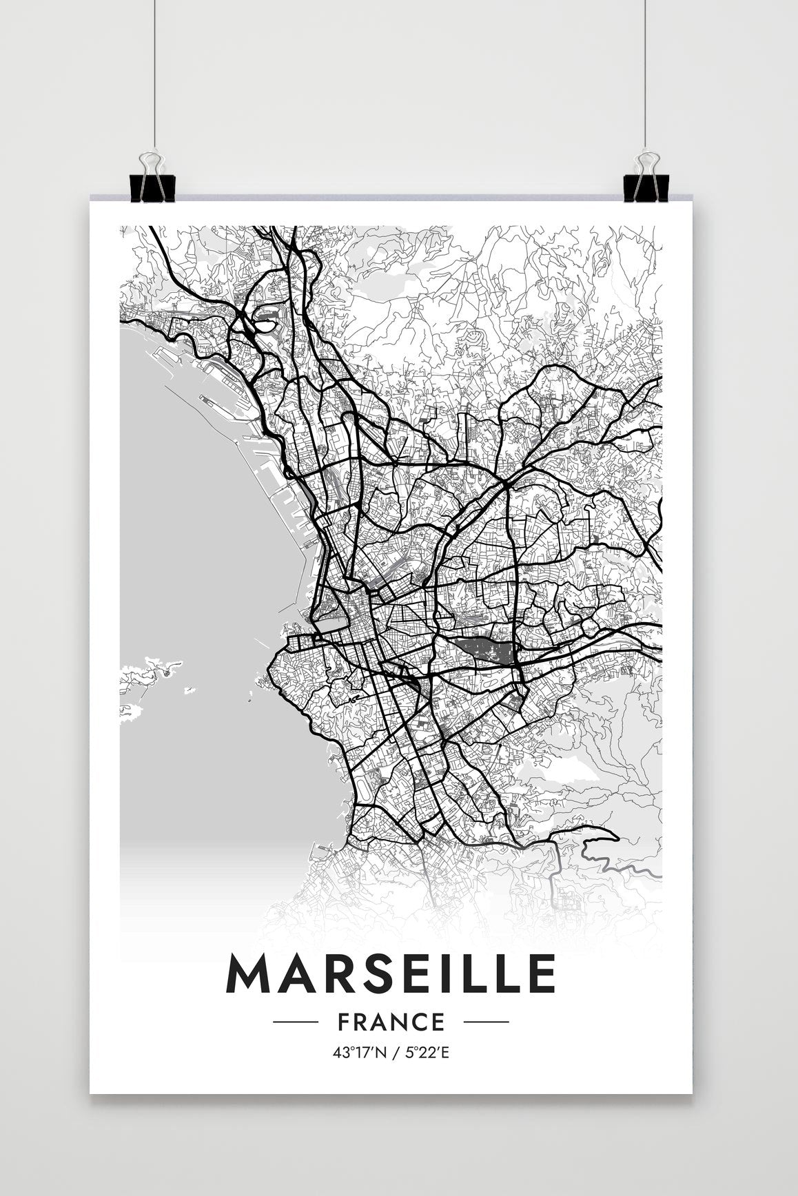 Marseille Kaart Frankrijk — wit