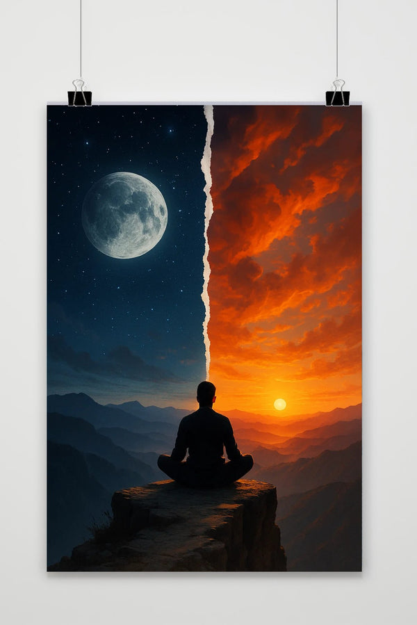 Meditation Moon Sun poster
