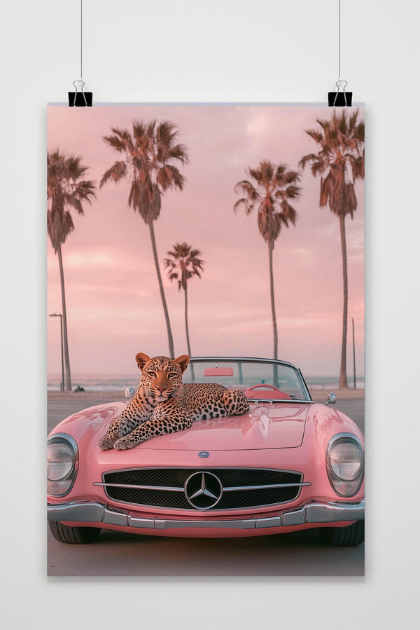Mercedez Sports Car Leopard poster