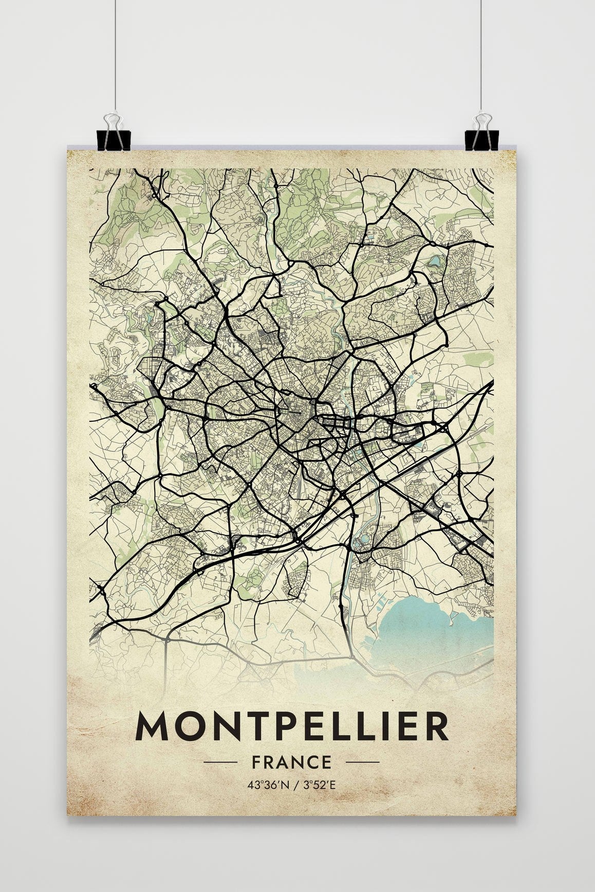 Montpellier Kaart Frankrijk — vintage