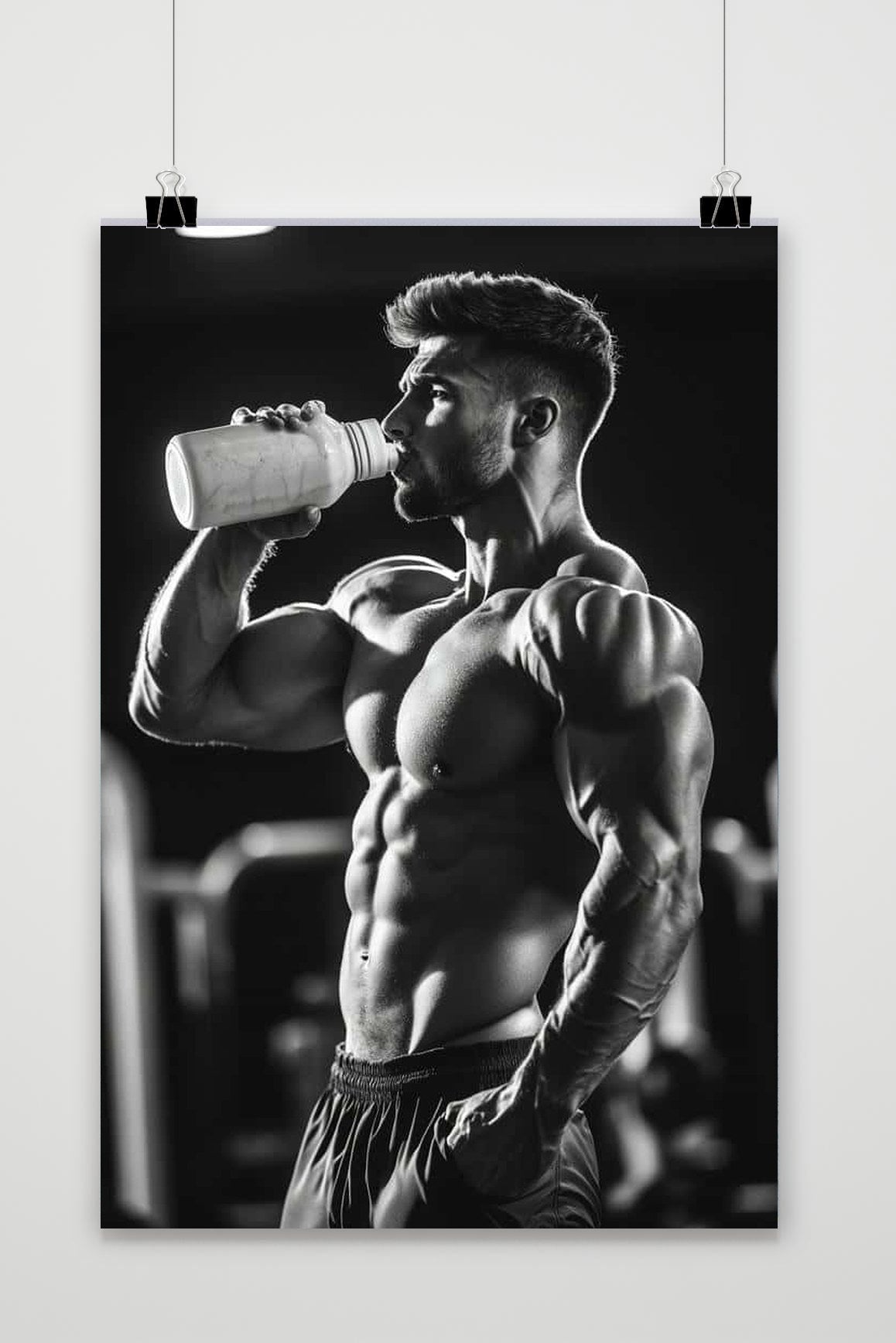 Affiche Muscle Man Zwart-Wit de 25 Artstreet