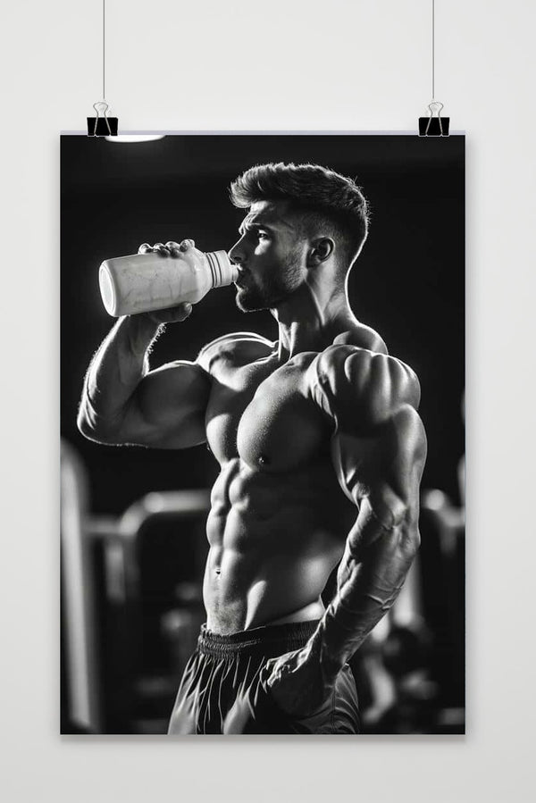 Póster Muscle Man Zwart-Wit