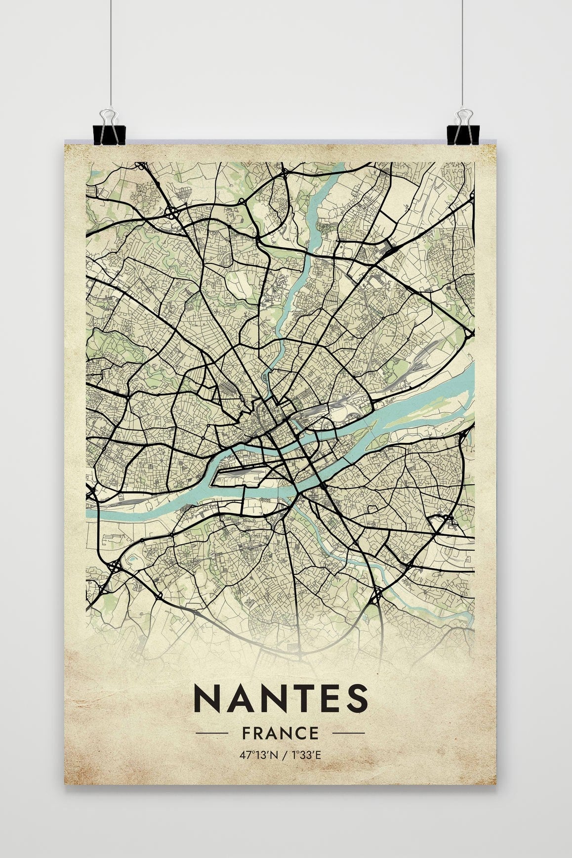 Nantes Kaart Frankrijk — vintage