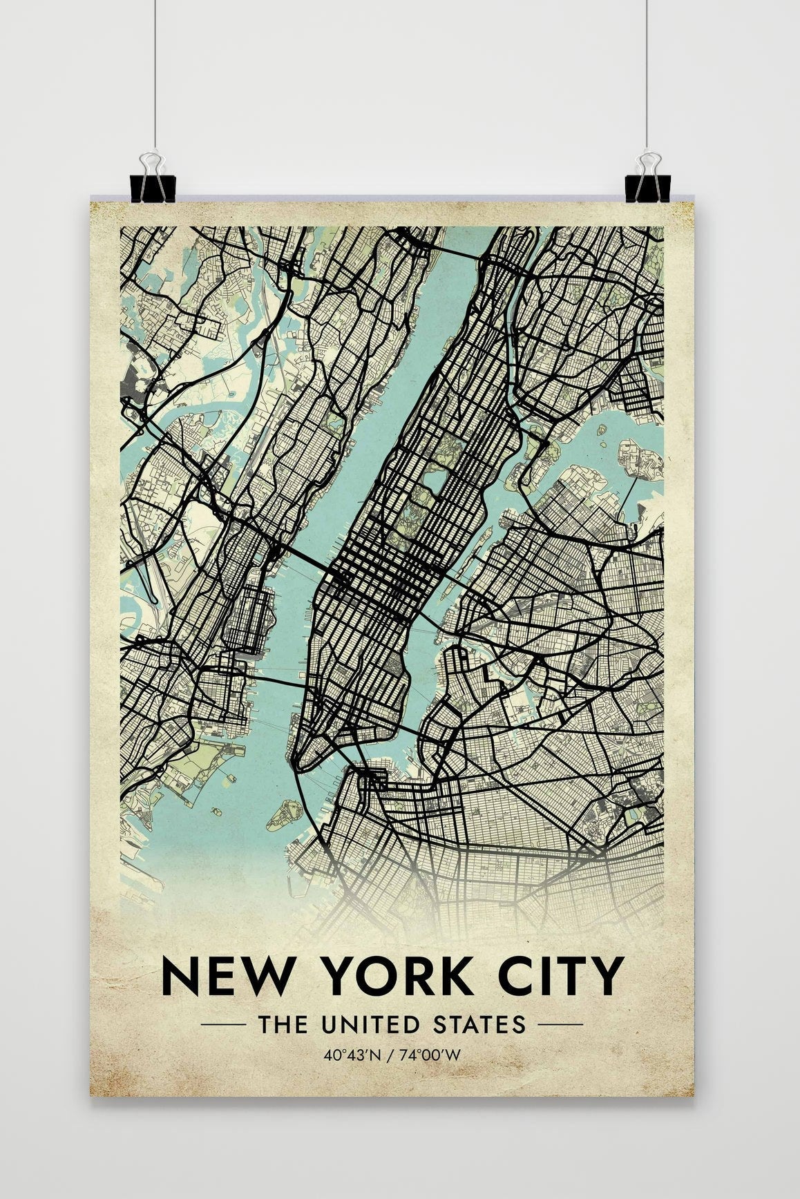 New York Map — vintage