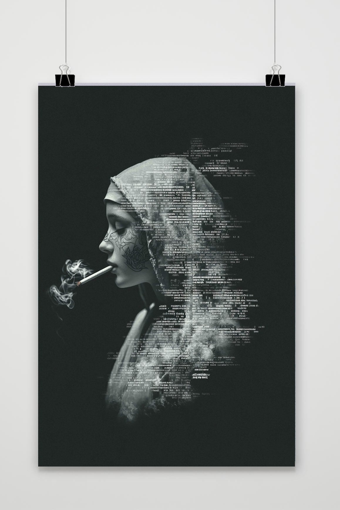 Affiche Nun Cigarette Zwart-Wit de 25 Artstreet
