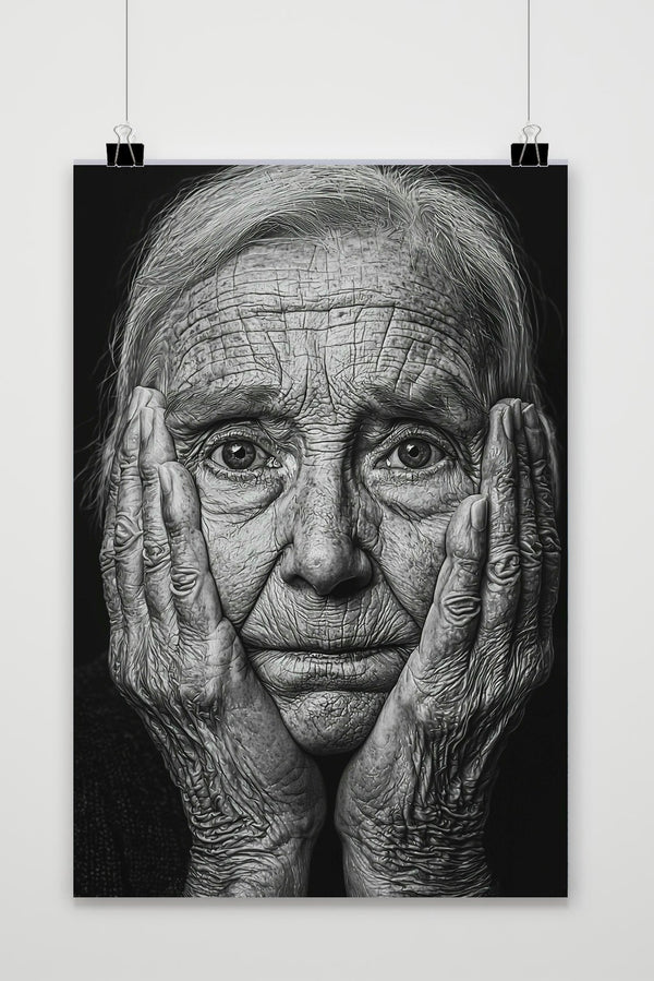 Affiche Old Woman Zwart-Wit