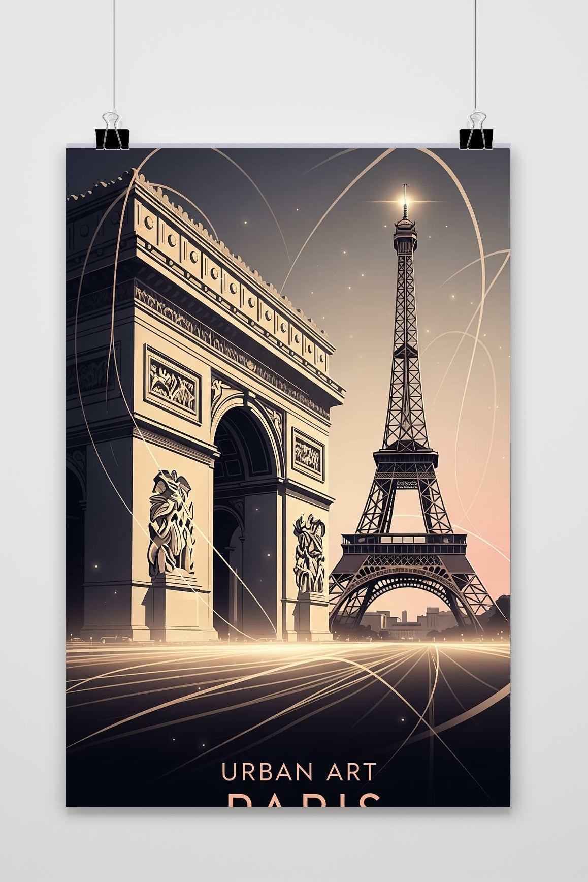 Paris Text Eiffel Tower Arc de Triomphe poster van 25 Artstreet