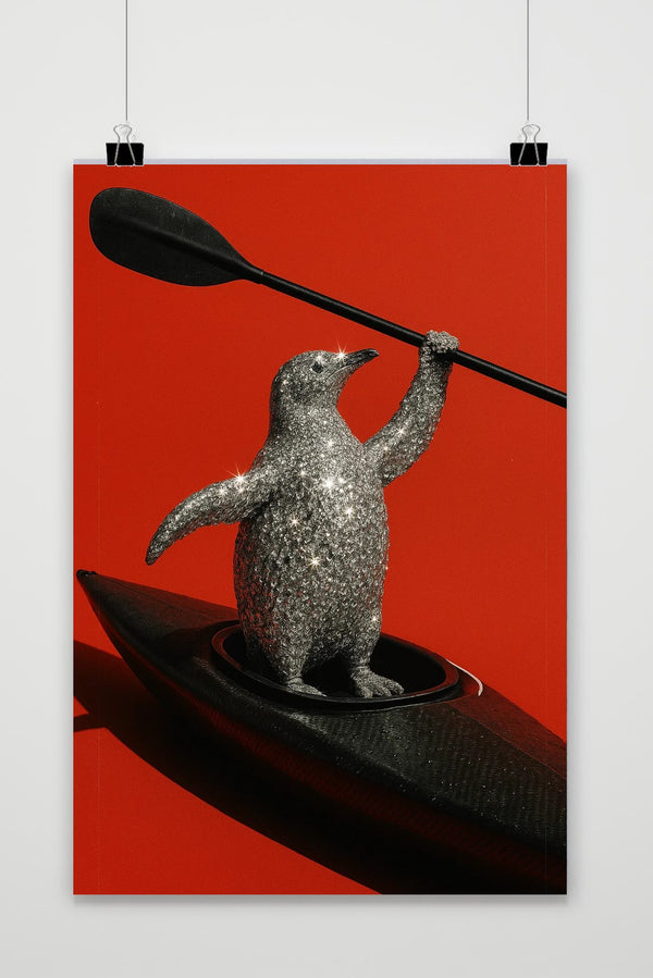 Penguin Diamond Kayak poster