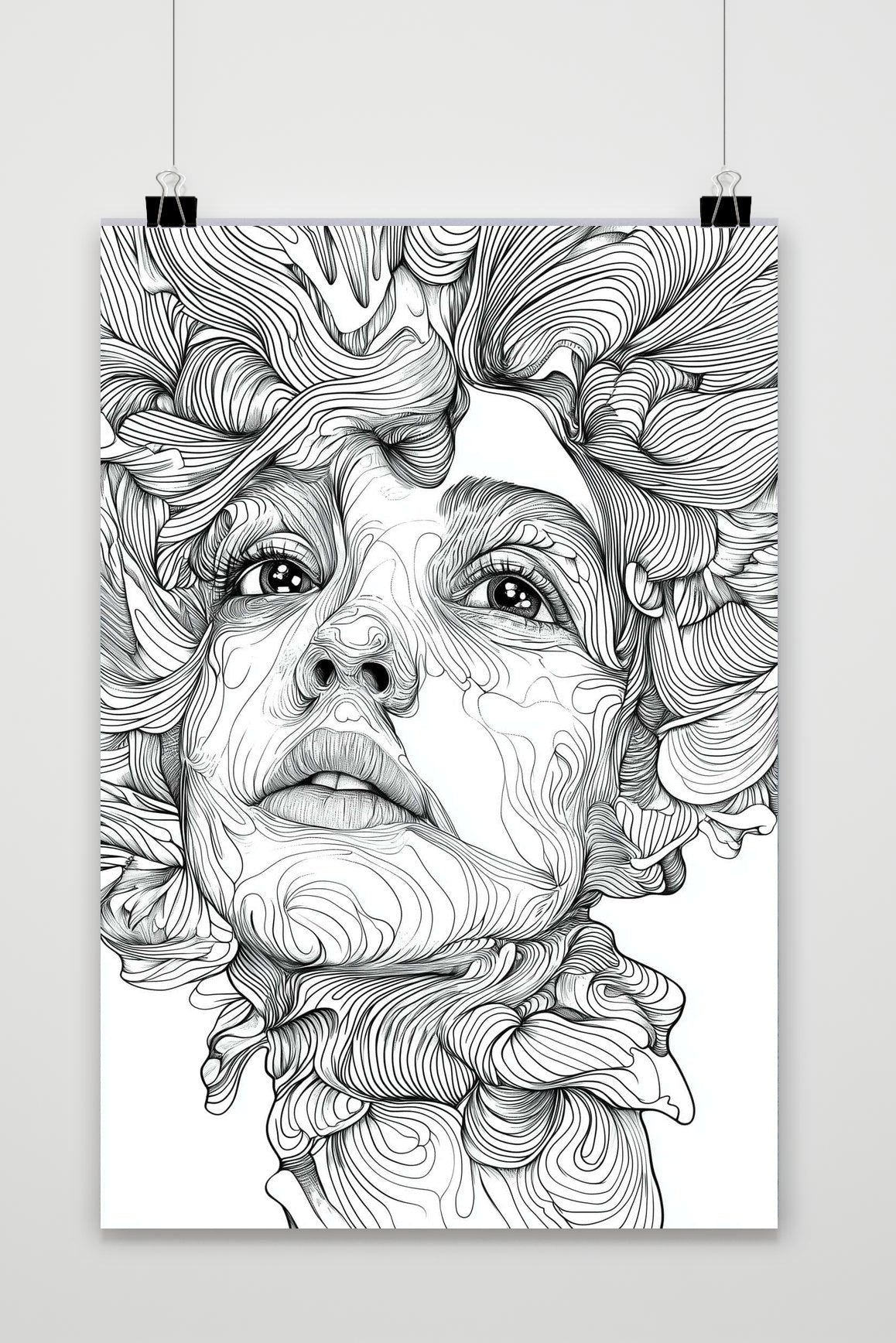 Affiche Portrait Line Art Zwart-Wit de 25 Artstreet