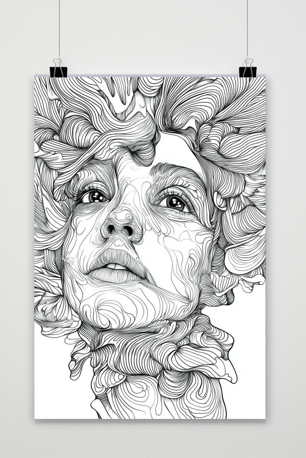 Portrait Line Art Zwart-Wit Poster