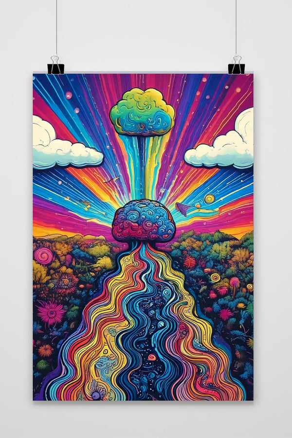 Psychedelic Brain Nature poster
