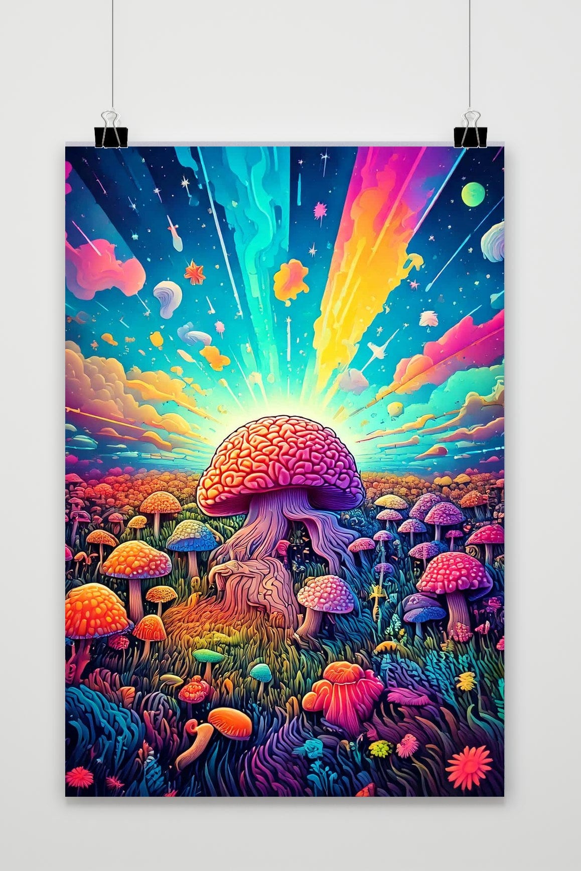 Affiche Psychedelic Mushroom Field de 25 Artstreet