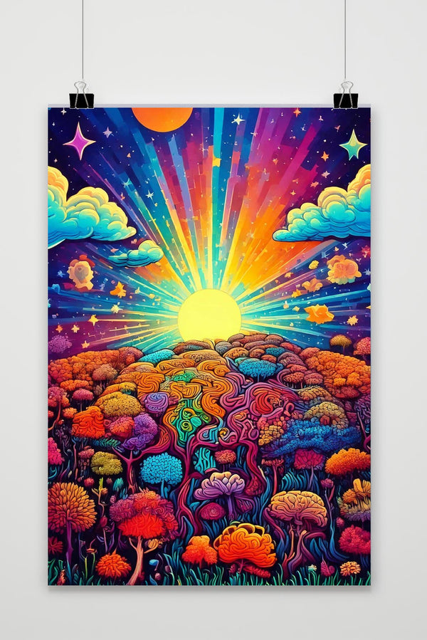 Psychedelic Sun Forest poster