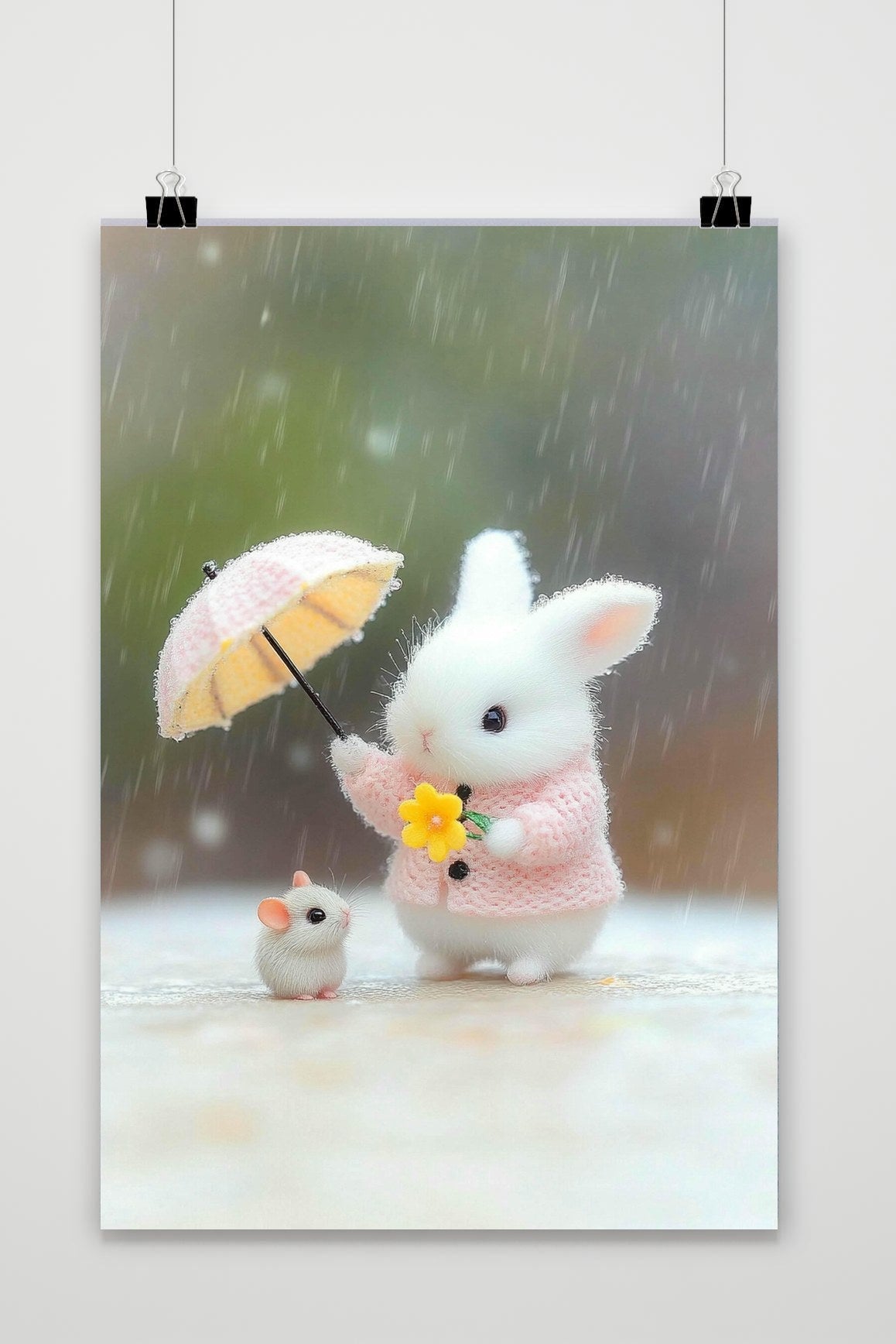 Affiche Rabbit Mouse Umbrella de 25 Artstreet