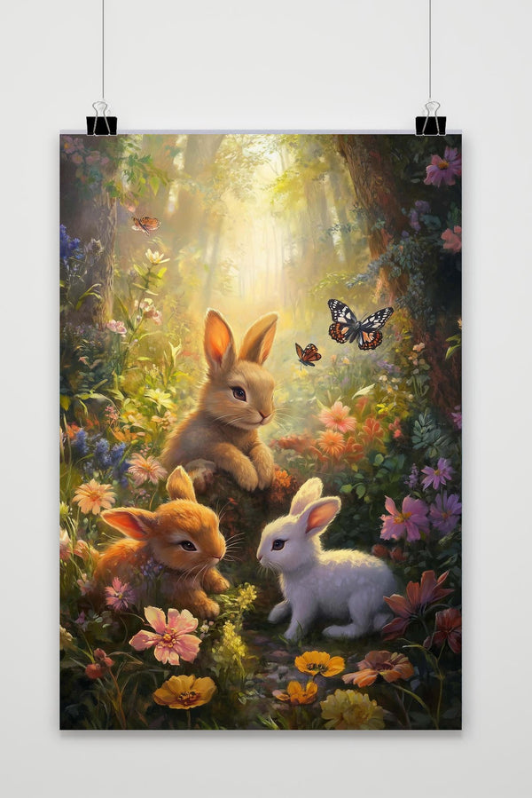 Affiche Rabbits Forest Aquarel